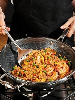 Hexclad used 12 inch Nonstick Wok Pan - Black & Silver Stainless Finish